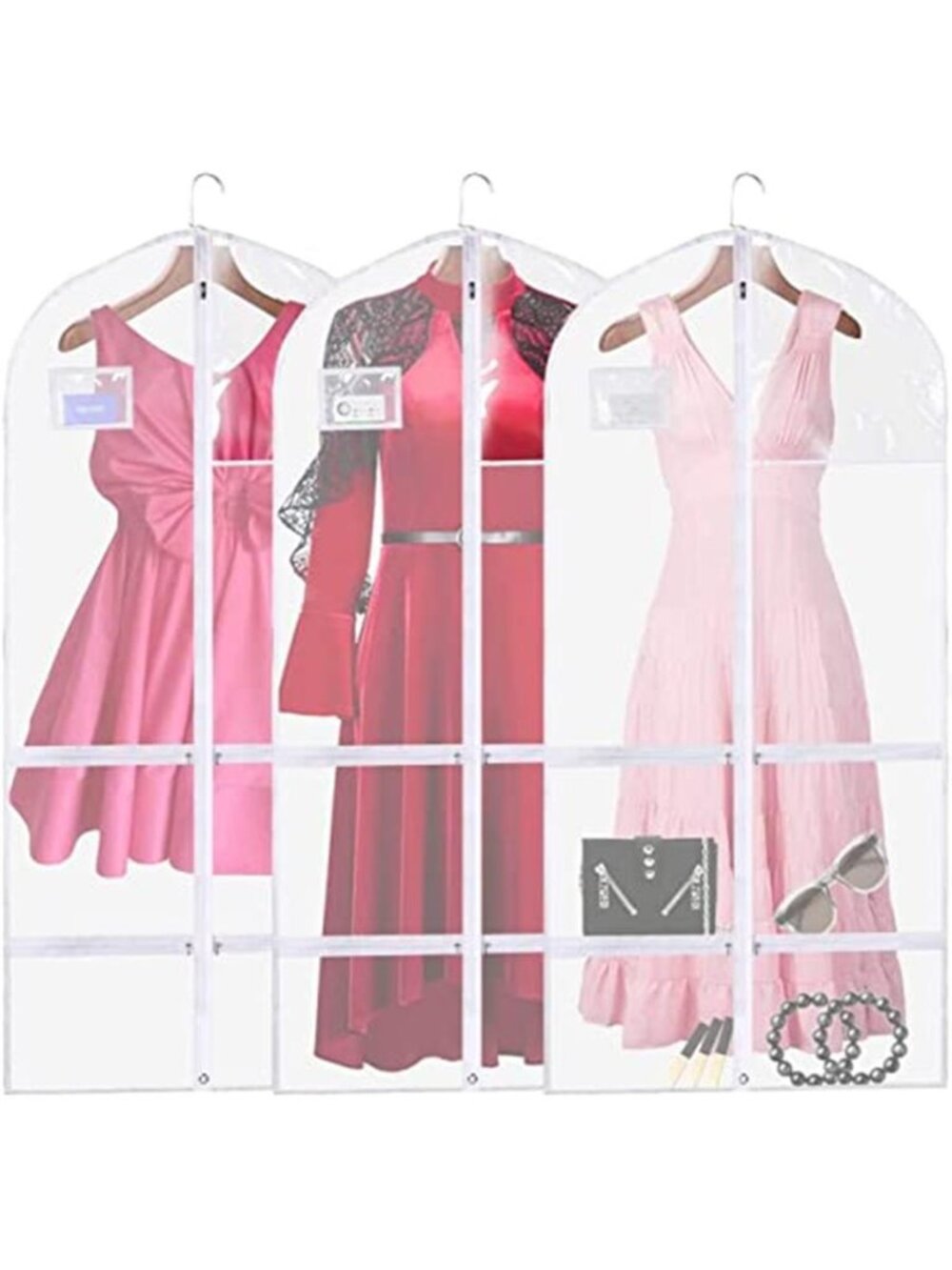 Dance Costume Garment Bag Travel Hanging Dress Storage Clear Pockets 50 Inch